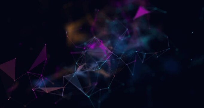 Abstract digital network with connected points and lines forming a futuristic data visualization.