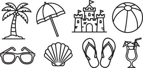 Assorted objects including a bicycle, lamp, house, and various other items Vector © rohan