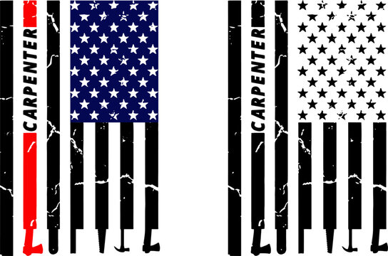 Carpenter USA Flag T-shirt Design Vintage Distressed