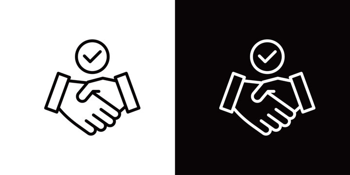 契約・チェックマークの握手アイコン