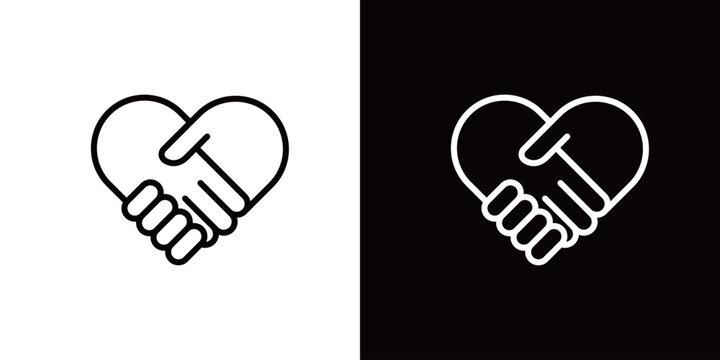 握手と手のハートマークのアイコン