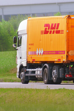 DHL delivery transport on road in Poland 09.03.2025 Poland, Europe