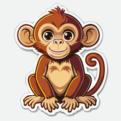 Obraz premium A cute cartoon monkey sticker with big eyes and a smiling face, perfect for adding a playful touch to any surface