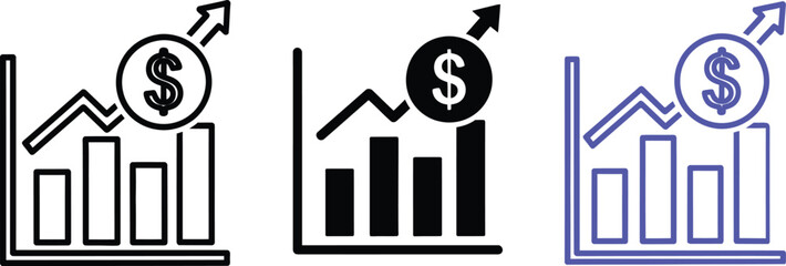 Obraz premium Financial growth icons representing increasing profits and economic success