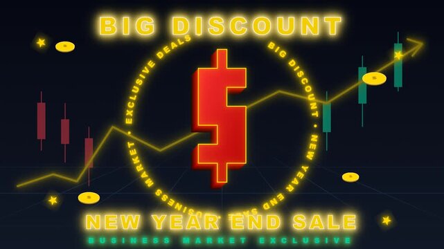 New Year End Sale Business and Finance Investment Icon Set