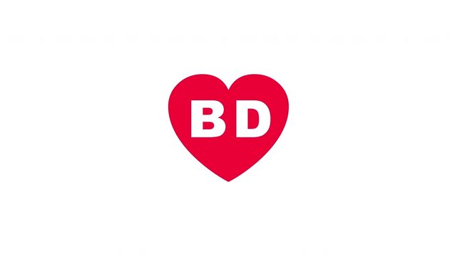 Pulsing Red Heart Icon With Bd B+d B D Breathing Love Symbol Loop Animation On White Background