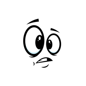 Surprised cartoon character with big eyes and raised eyebrows  