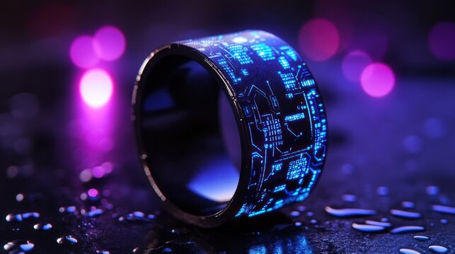 Smart ring with circuit board design close up