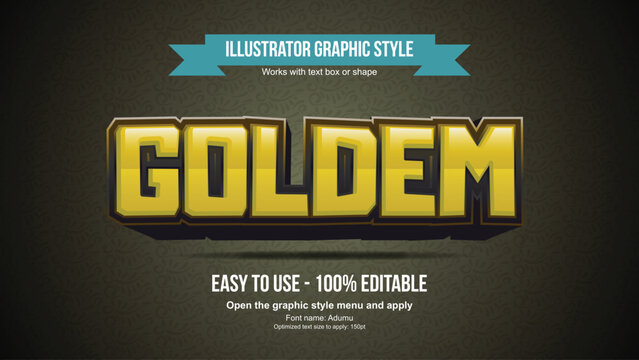 A graphic designer working on an illustrator project with a golden text effect