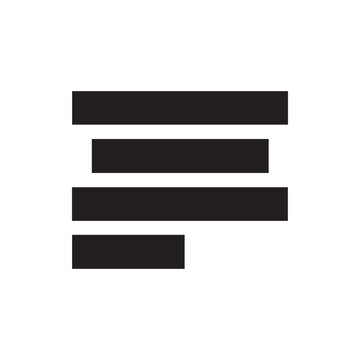 Modern four horizontal black bars icon representing menu or text alignment on a clean white background