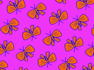 Obraz premium Pink background with orange butterfly pattern design background
