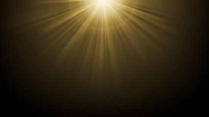 Obraz premium flare sun light len sunlight golden yellow optical lens flare top rays transparent overlay bright glowing volumetric beam element isolated on black background