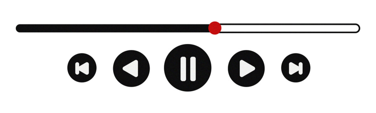 Minimal Media Player Control Bar with Play Pause Buttons and Progress Slider Isolated PNG