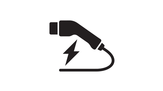 Electric vehicle charging plug icon with lightning bolt symbol signifying power and energy transfer.