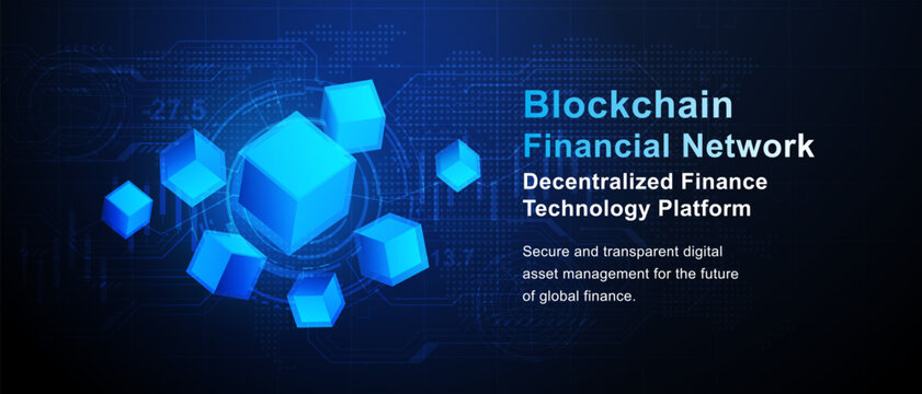 Blockchain Fintech Cube Network Technology Background