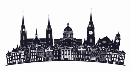 Fototapeta premium Silhouette of historic European city skyline with diverse architecture