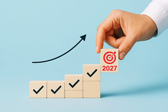 Business Goal Setting for 2027 &ndash; Growth Strategy and Achievement Concept. 2027 Success and Strategic Planning Illustration.