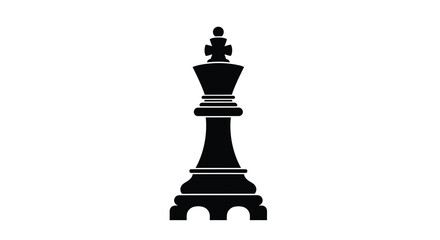 Fototapeta premium A stark black silhouette depicts a chess king piece isolated on a plain white background