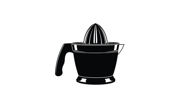 A black and white illustration depicts a classic citrus juicer with a conical reamer high quality