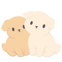 Obraz premium Adorable dog illustration in soft pastel tones, minimalist flat design style, perfect for branding, packaging, social media and kids content.