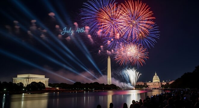 4th of july fireworks display over washington d c landmarks