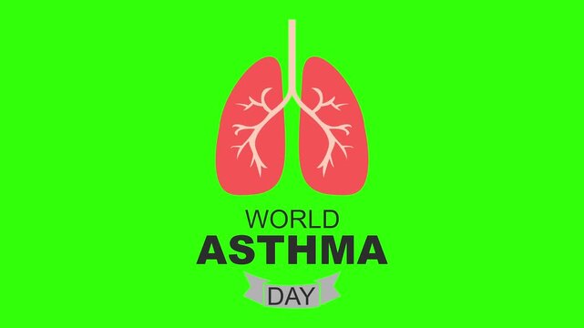 World Asthma Day Respiratory Awareness graphic animation on green screen (chroma key) 