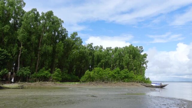 Nature of Dhal Char. At southernmost island of Bhola district in Bangladesh. The country's remotest permanently inhabited islands, far out in the Bay of Bengal.