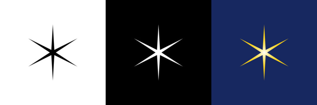 尖ったキラキラ・輝くスパークルアイコンセット（ベクター）