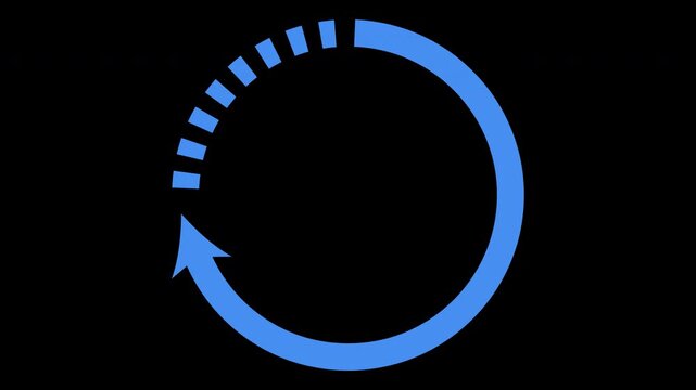 Loading Circular Arrow Animated Icon With Alpha Channel. Refresh, Sync, And Progress Indicator For System Processing, Data Update, And UI Feedback Motion Graphic. 4K Video On Transparent Background