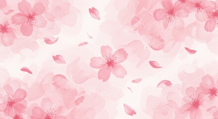 Obraz premium Watercolor cherry blossoms petals gently cascade hinting at springs ephemeral beauty