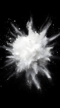 White Powder Explosion on Black Background dust burst