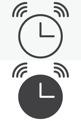 Alarm Clock Ringing icon in line, outline and solid style. Editable stroke vector sign and symbol set for time use, with alarm clock ringing icon in simple versions.
