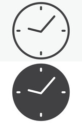 Wall Clock icon in line, outline and solid style. Editable stroke vector sign and symbol set for time use, with wall clock icon in simple versions.