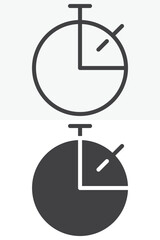 Stopwatch Timer icon in line, outline and solid style. Editable stroke vector sign and symbol set for time use, with stopwatch timer icon in simple versions.
