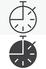 Stopwatch Timer icon in line, outline and solid style. Editable stroke vector sign and symbol set for time use, with stopwatch timer icon in simple versions.