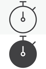 Stopwatch Timer Crown icon in line, outline and solid style. Editable stroke vector sign and symbol set for time use, with stopwatch timer crown icon in simple versions.
