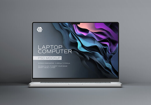 Laptop Mockup Isolated on Grey Background &ndash; Digital Device Presentation