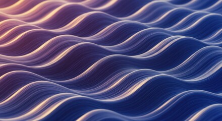 Fototapeta premium Wavy gradient ribbons cascade a symphony of blue and lavender hues in rhythmic motion
