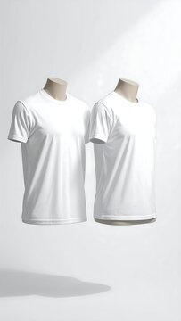 Two white t-shirts on mannequins