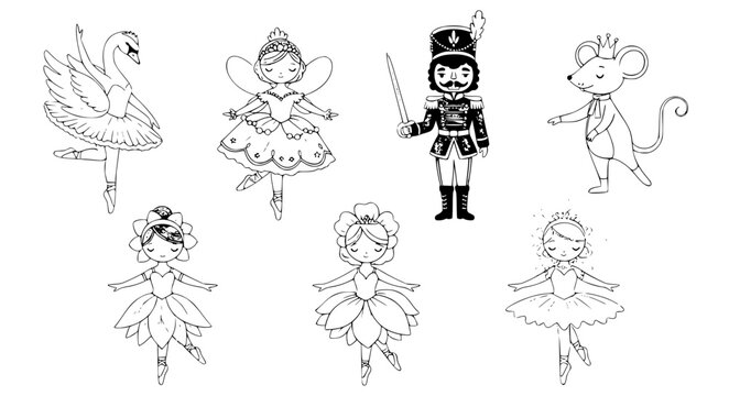 Magical ballet characters inspired by Swan Lake and Nutcracker
