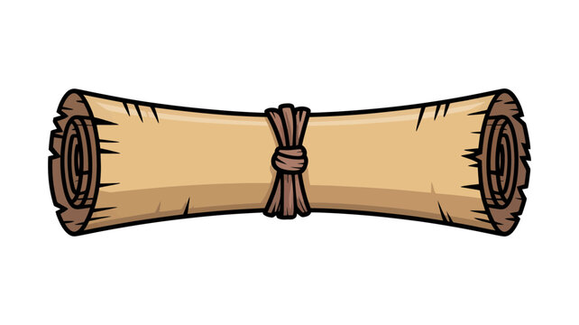 A tightly rolled ancient parchment scroll tied securely in the middle with a simple knot.