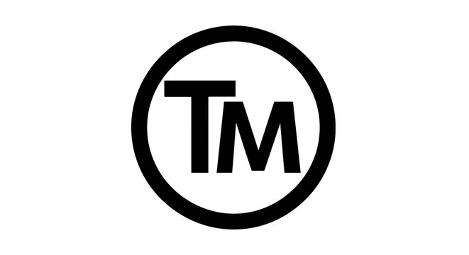 A black TM symbol in a circle on white background