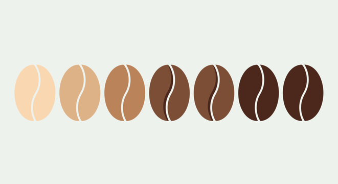 et of coffee bean icons in flat vector style.