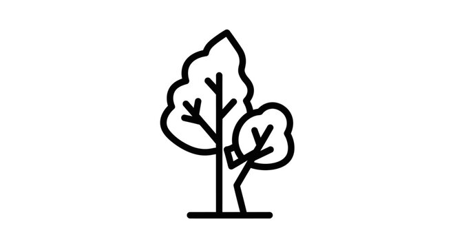 Minimalist two trees icon illustration. Simple black outline design of plant nature elements for web, app, graphic resources.