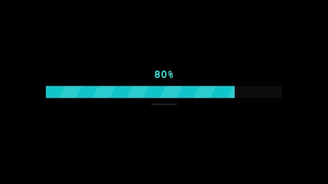 Animated striped progress bar loader with moving diagonal stripes, seamless loop 4K