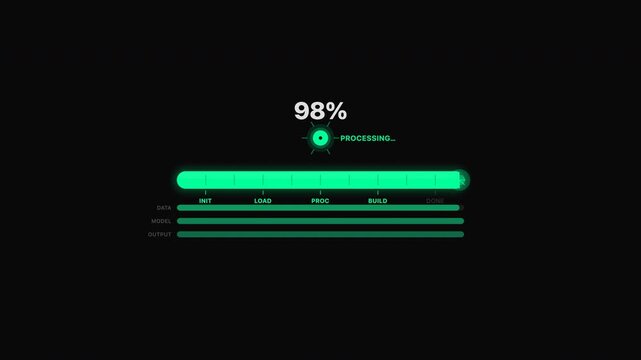 Ai Progress Bar with green loading bar for technology. Suitable for websites, software, and articles on progress and technology advancements.
