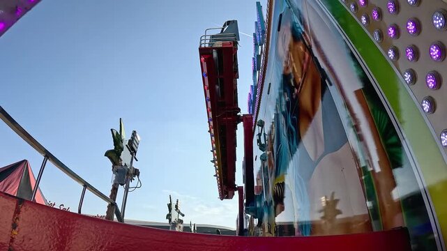 Video of a couch ride at a funfair.