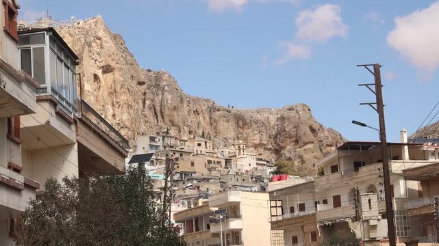 historic Christian village of Ma'aloula nestled in the Syrian mountains