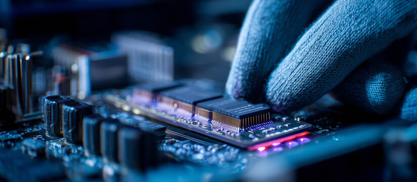 installs high speed RAM module on circuit board