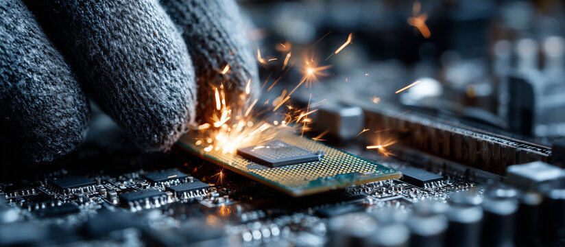 installs high speed RAM module on circuit board